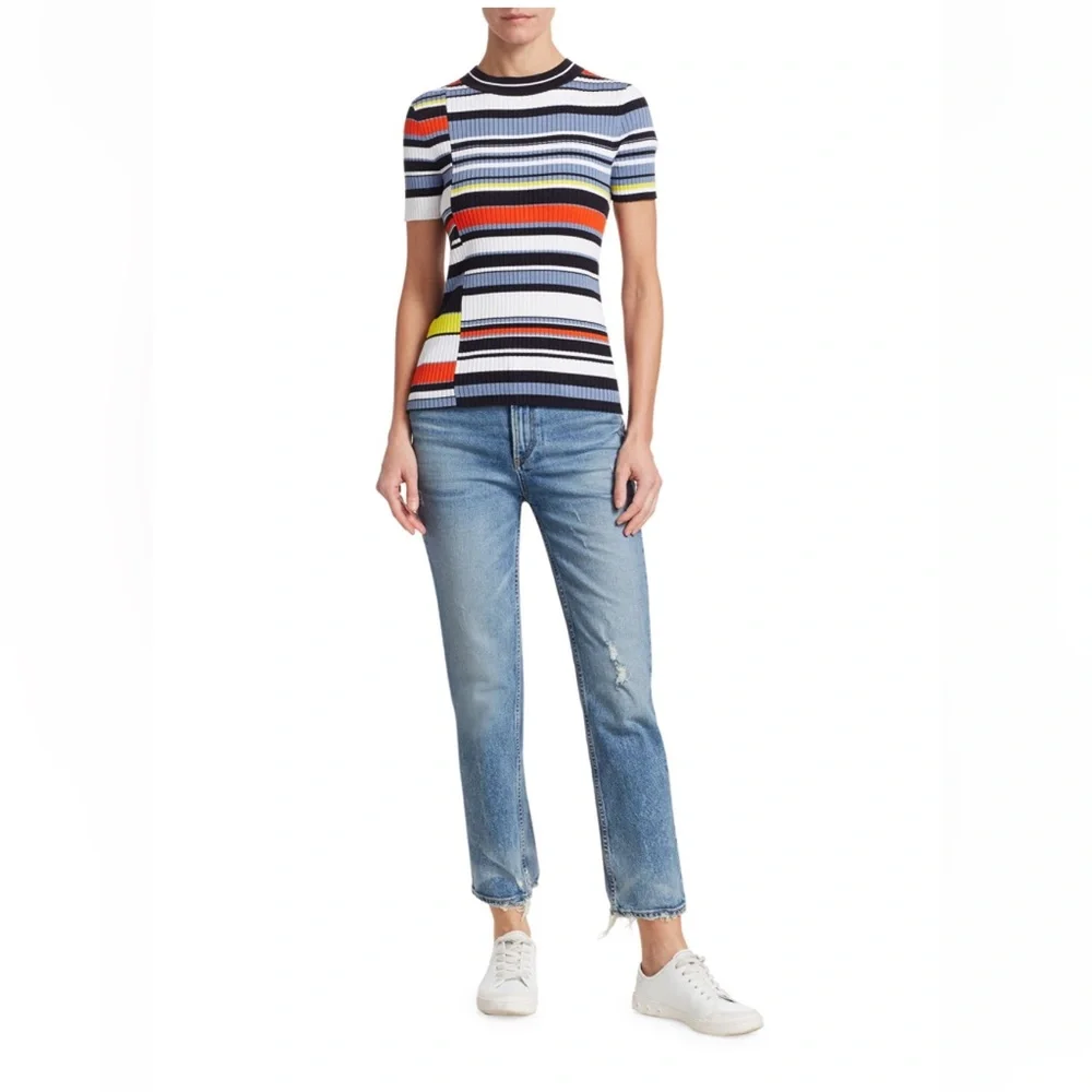 Rag & Bone Mason Ribbed Asymmetric Stripe Tee - Picture 9 of 9